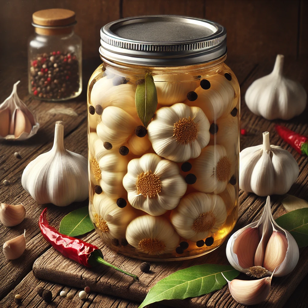 Quick and easy homemade pickled garlic