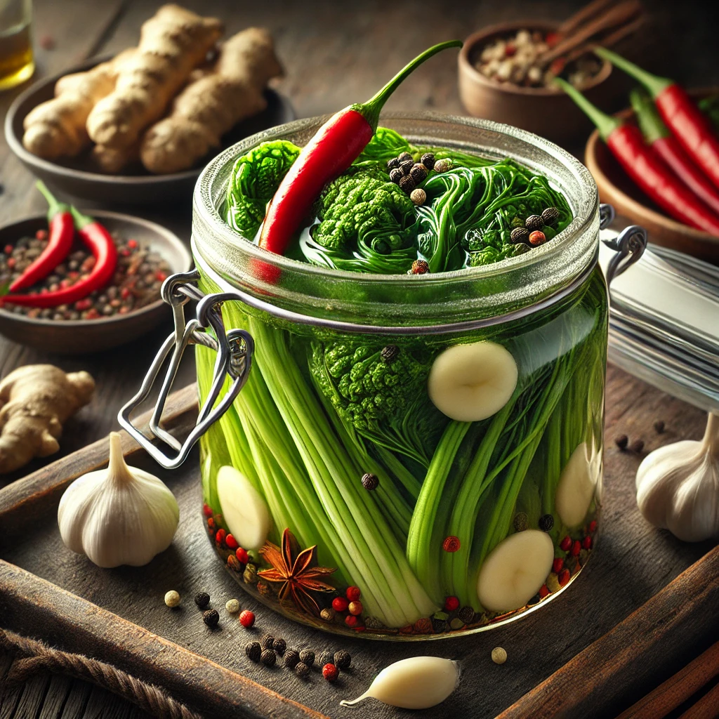Quick and easy homemade pickled mustard greens