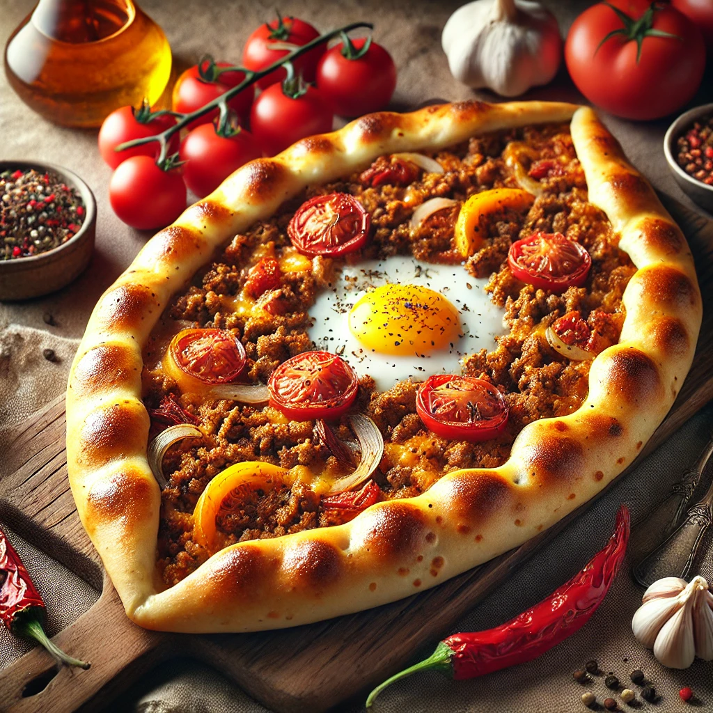 Fűszeres húsos török hajtott pizza