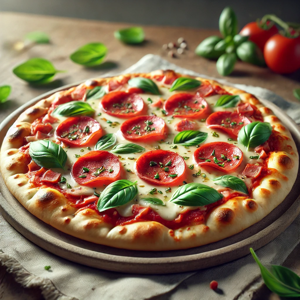 Pita kenyérből készült gyors és ropogós pizza mozzarellával és friss bazsalikommal