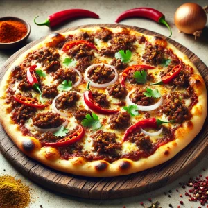 Fűszeres húsos pizza berbere fűszerkeverékkel és korianderrel