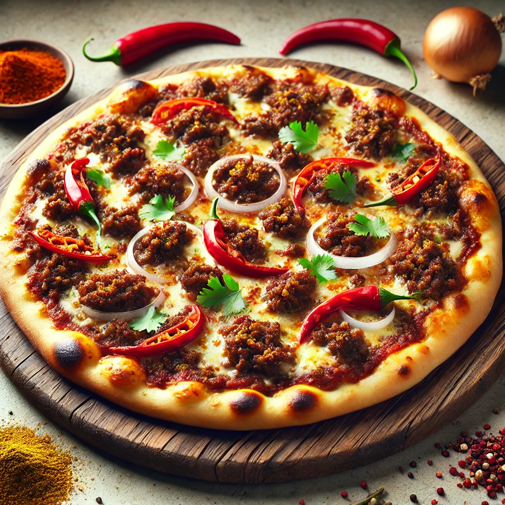 Fűszeres húsos pizza berbere fűszerkeverékkel és korianderrel