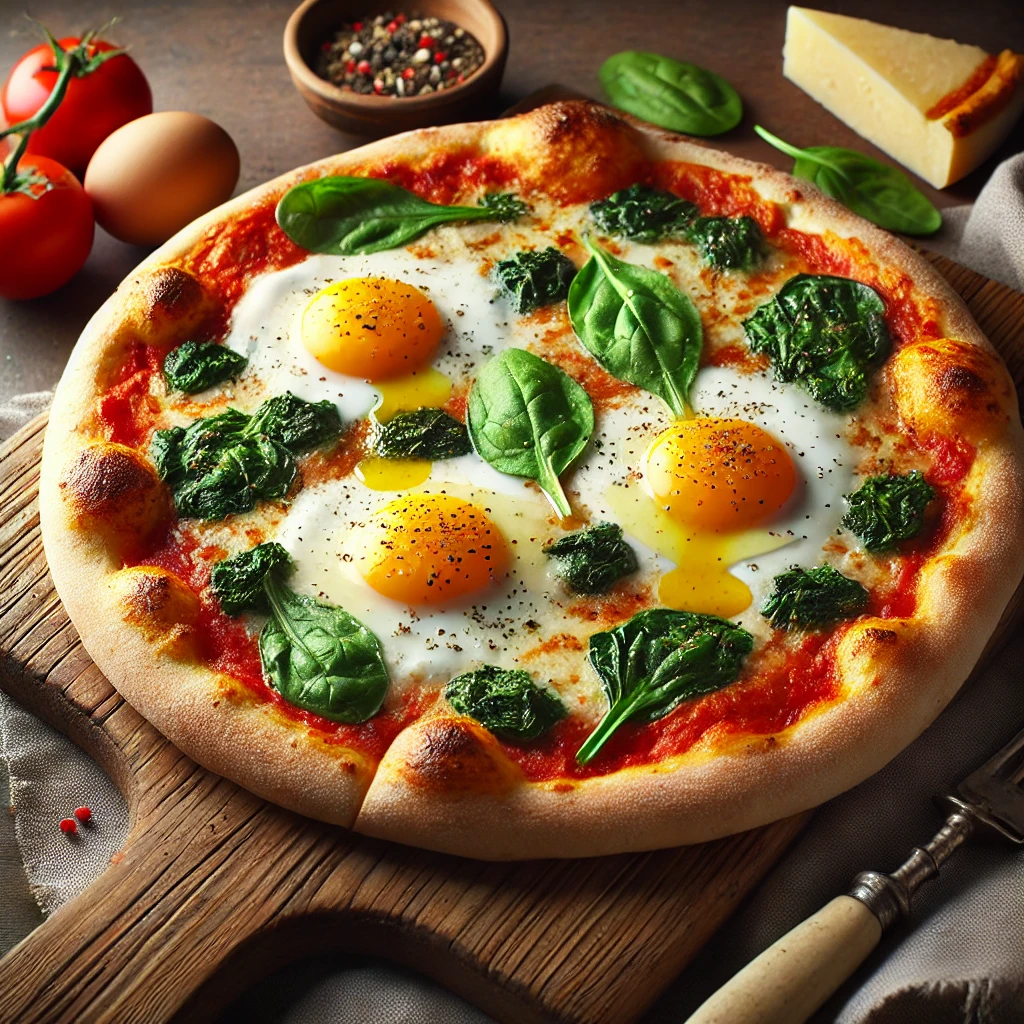 Paradicsomos spenótos olasz pizza tojással