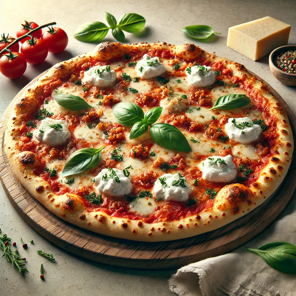 Olasz kecskesajtos pizza házilag készítve