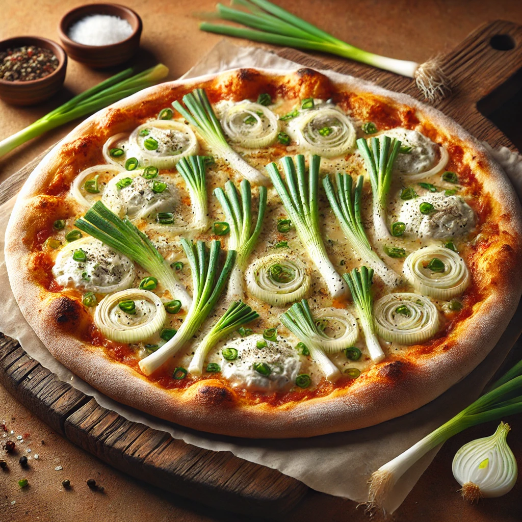 Olasz újhagymás pizza házilag készítve