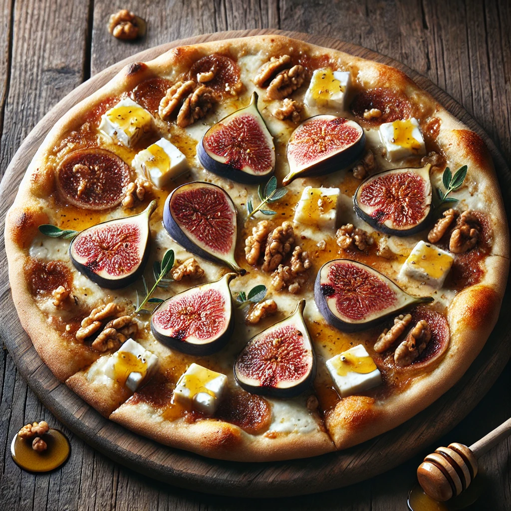 Autentikus olasz pizza fügével, gorgonzolával és mézzel
