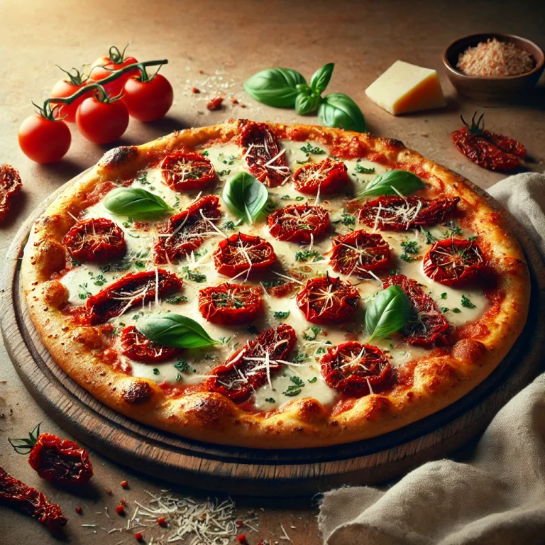 Frissen sült aszalt paradicsomos pizza