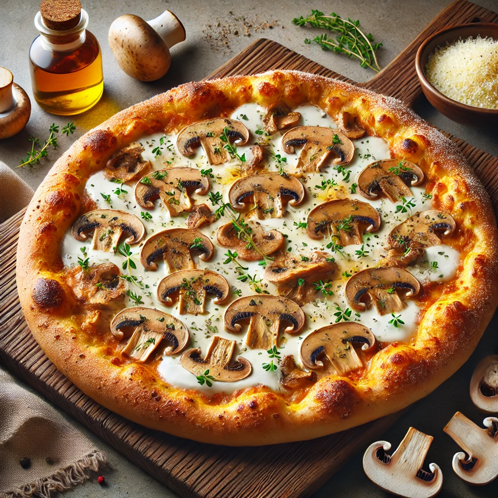 Olasz pizza friss vargányával és sajttal