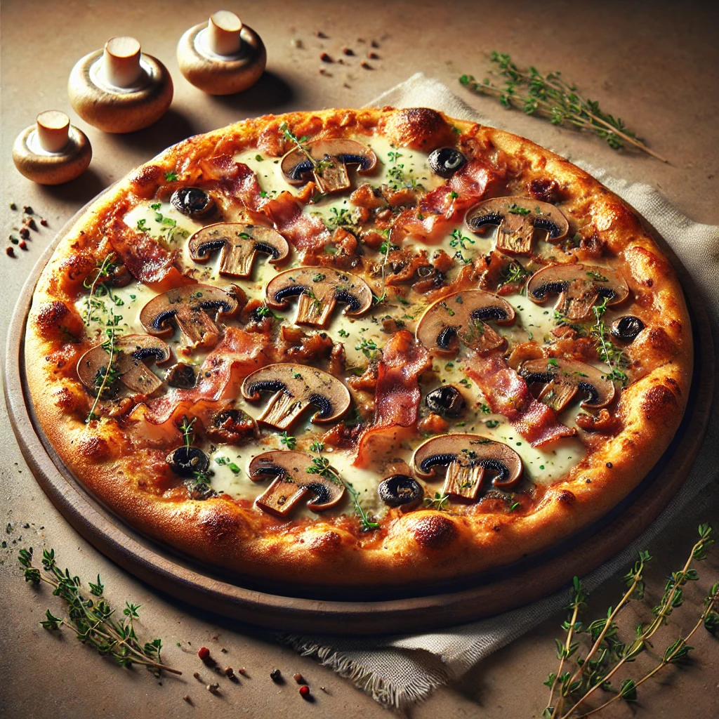 Olasz erdei gombás-szalonnás pizza házilag