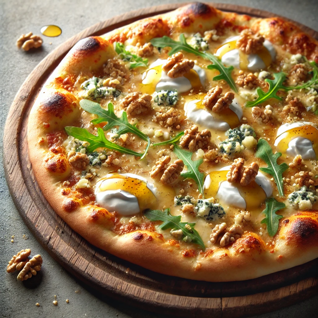 Olasz pizza gorgonzolával, dióval és mézzel