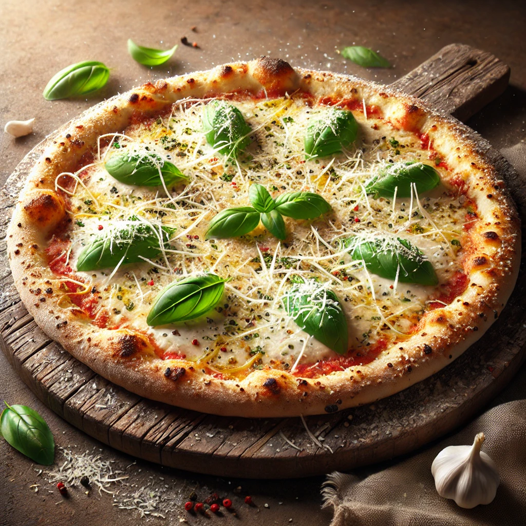 Olasz fehér pizza Grana Padano sajttal házilag készítve