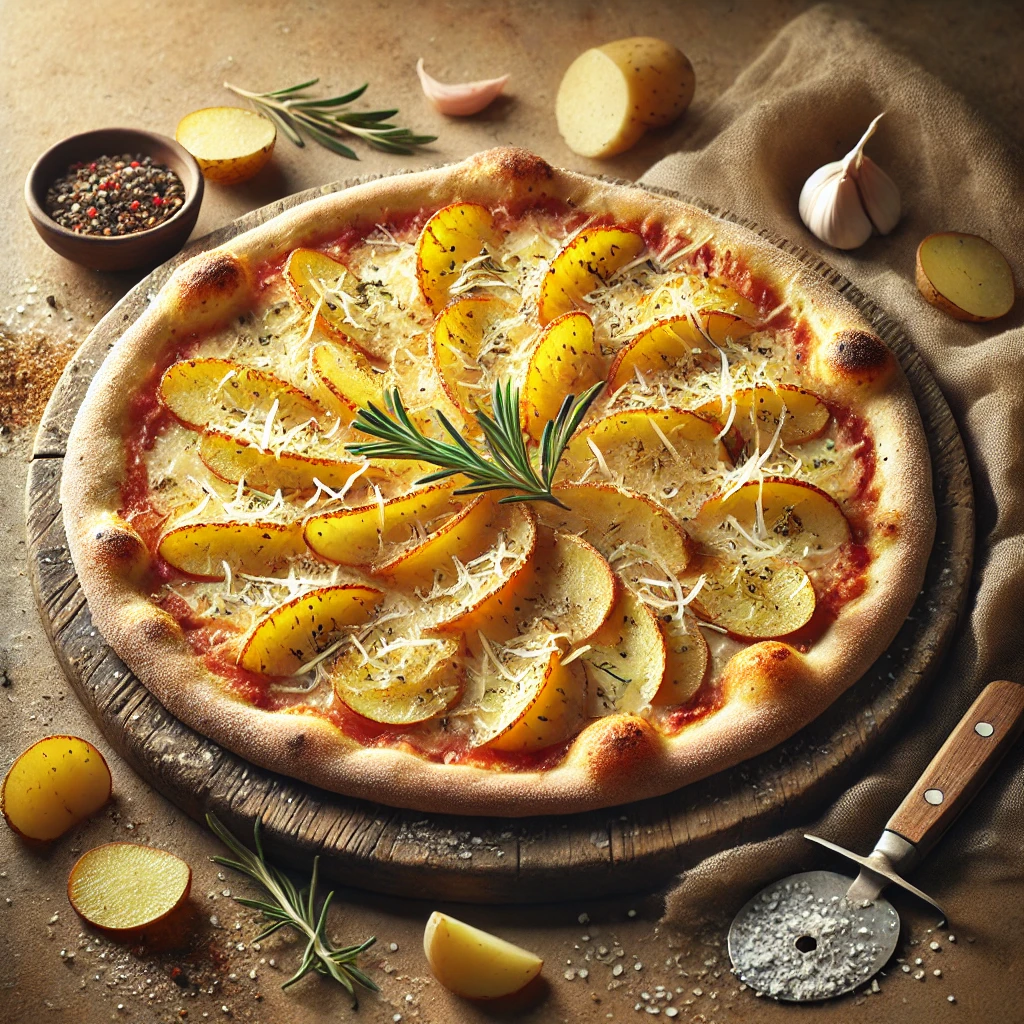Olasz burgonyás pizza házilag készítve