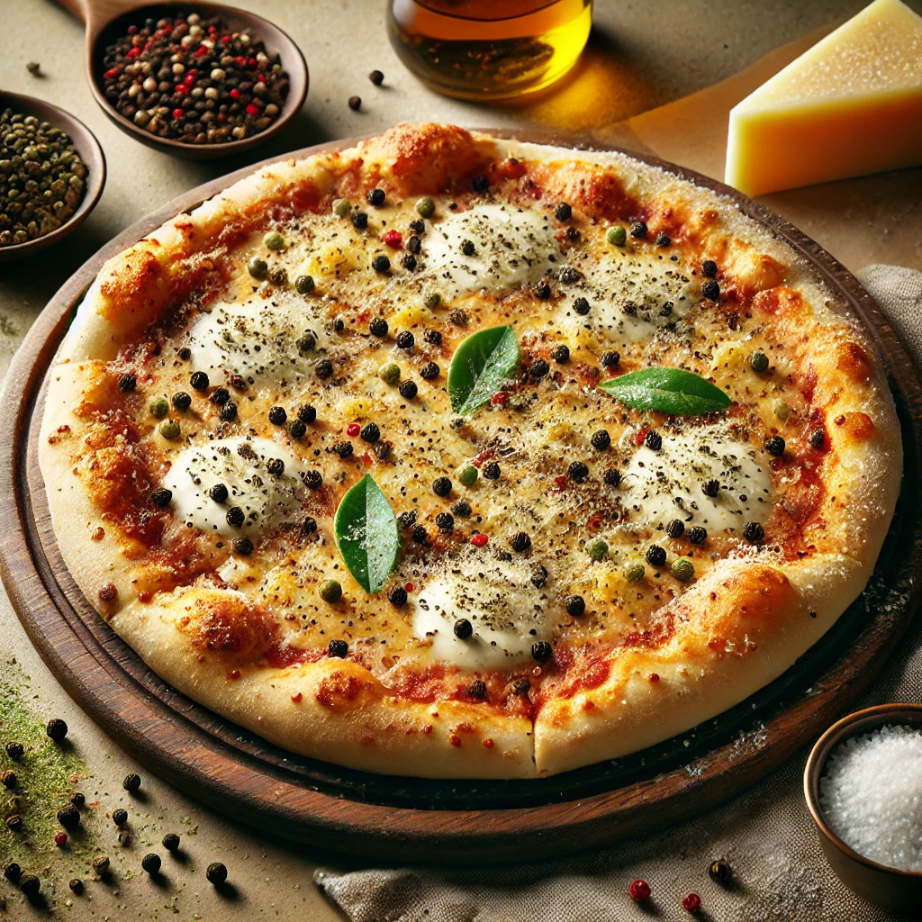 Olasz pizza frissen őrölt borssal és sajtkülönlegességekkel