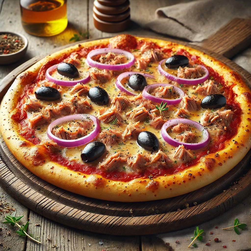 Paradicsomos tonhalas olasz pizza vöröshagymával