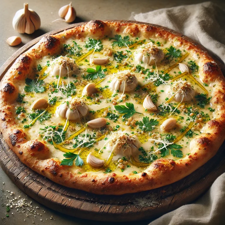 Frissen sült fokhagymás pizza