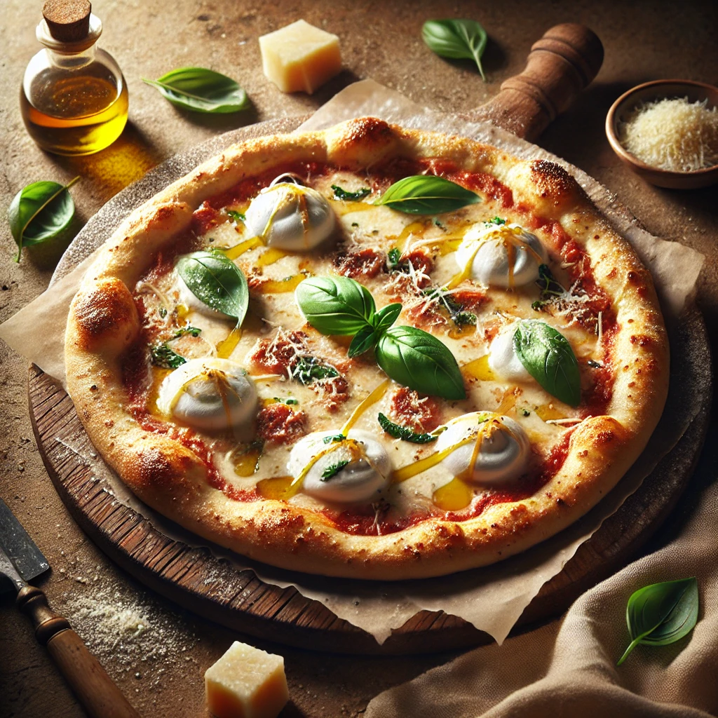 Olasz krémes sajtos pizza házilag készítve