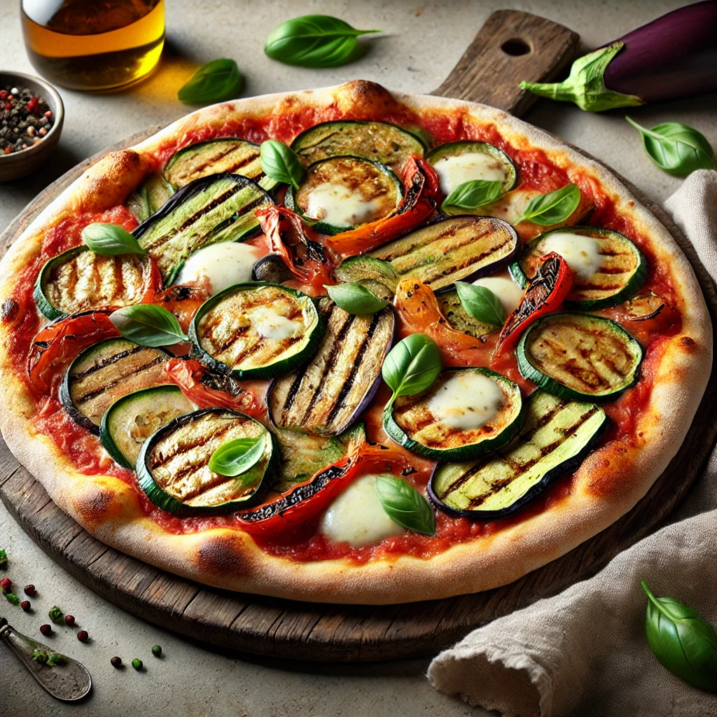 Olasz grillezett zöldséges pizza házilag készítve