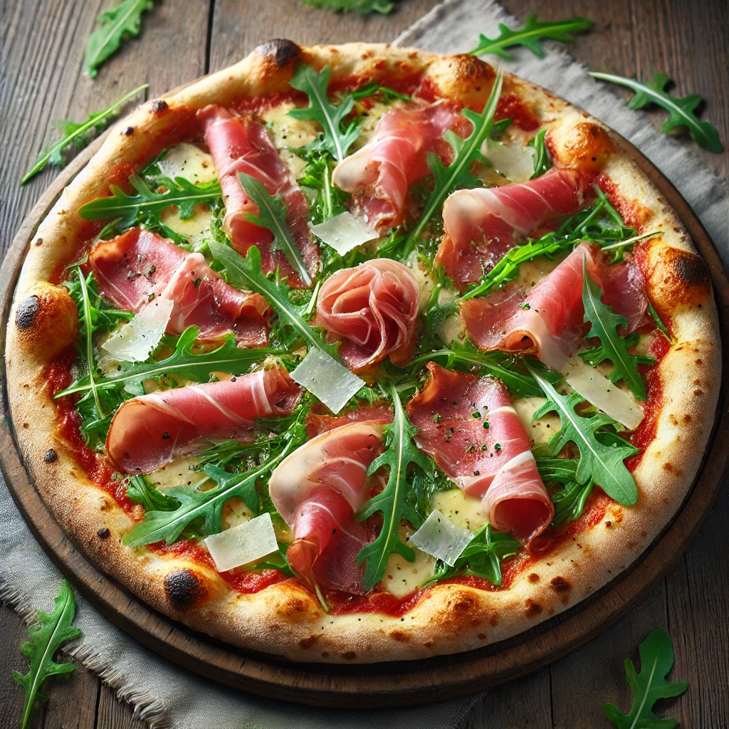 Autentikus olasz pizza speck sonkával és rukkolával