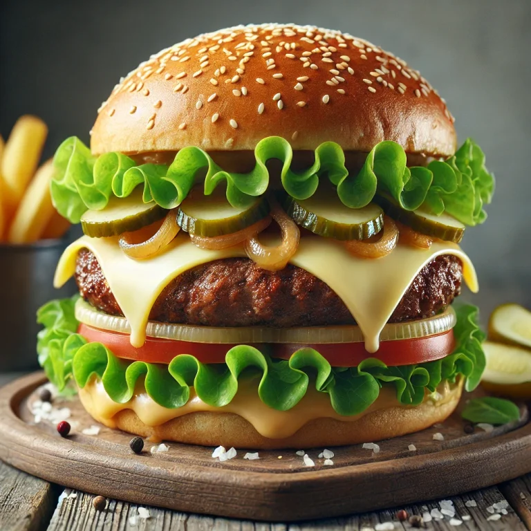 Provolone sajtos hamburger szaftos húspogácsával és olvadt provolone sajttal