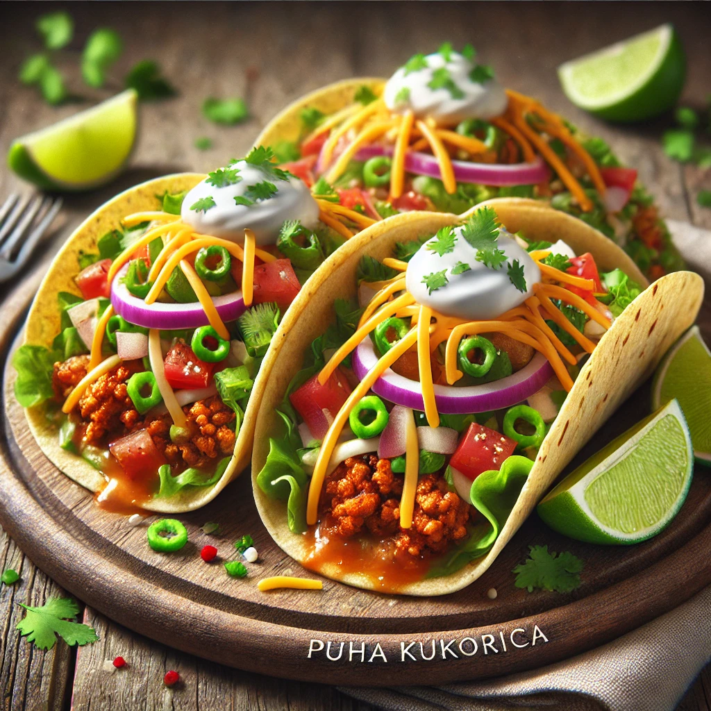 Ízletes és puha mexikói taco csirkével és lime-mal