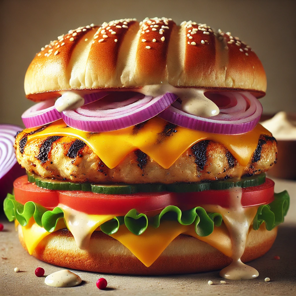 Krémes és fűszeres csirkés hamburger otthon