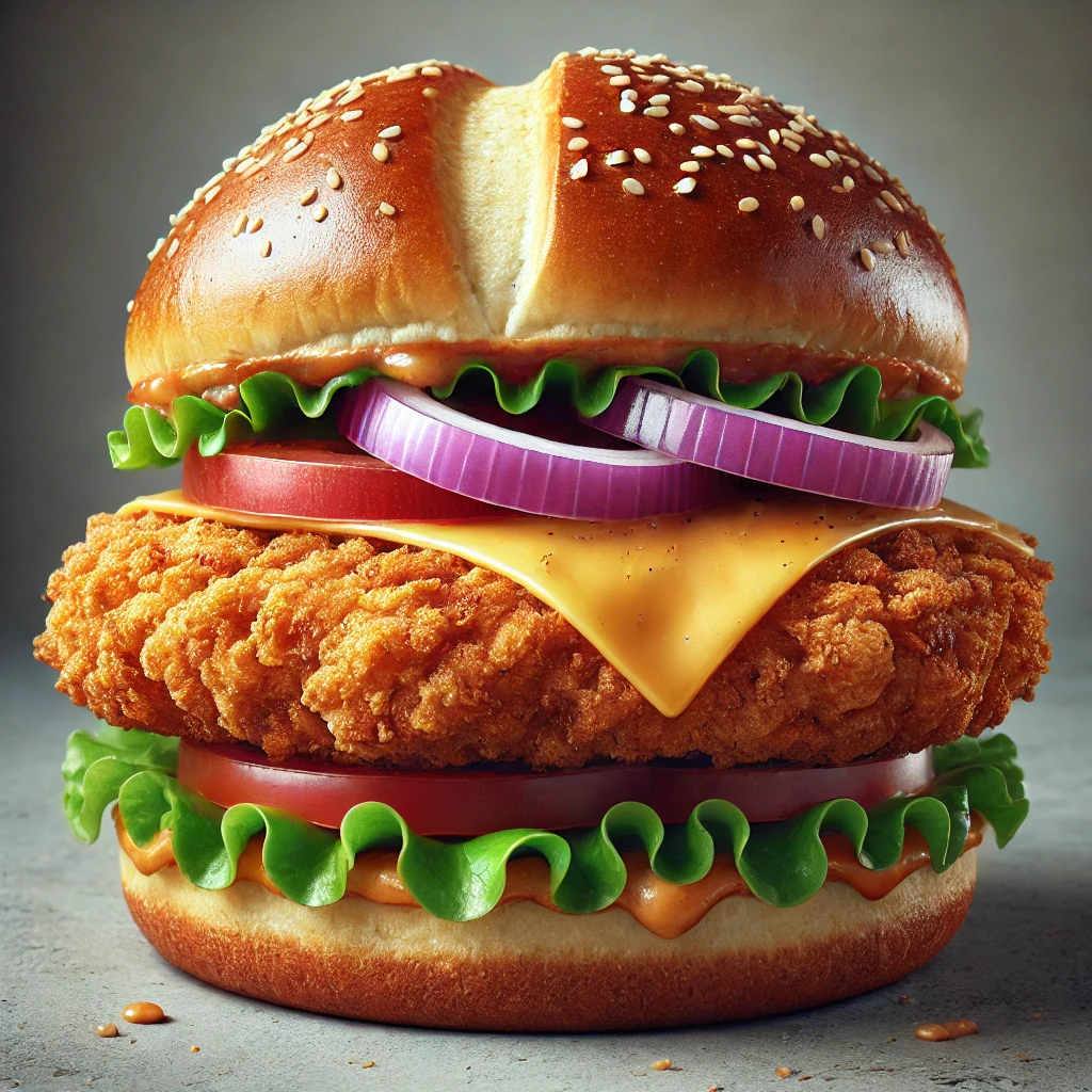 Ízletes és ropogós csirkés hamburger házilag