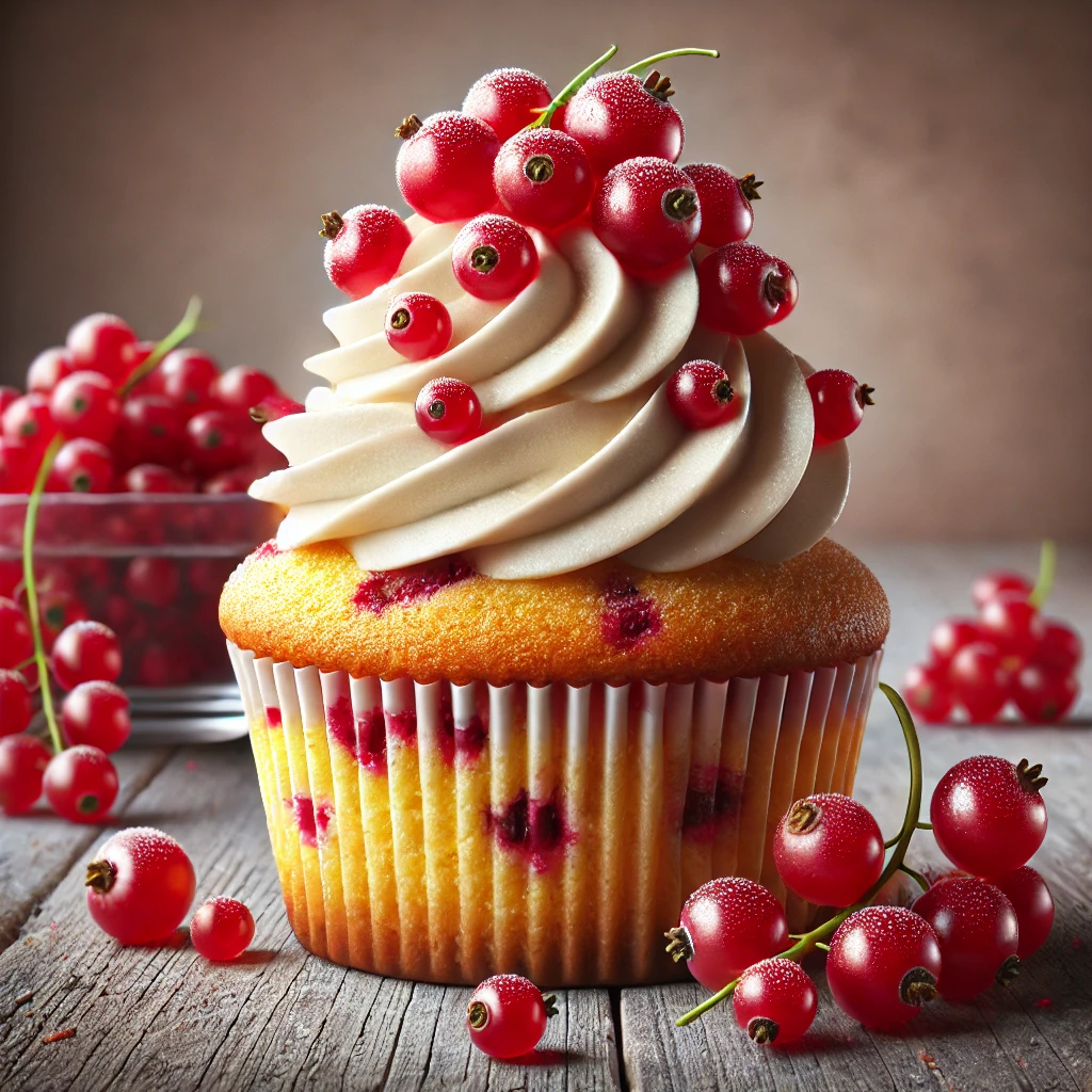 Friss és gyümölcsös ribizlis cupcake lágy krémmel