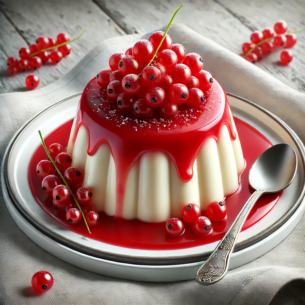 Krémes panna cotta friss ribizlis szósszal