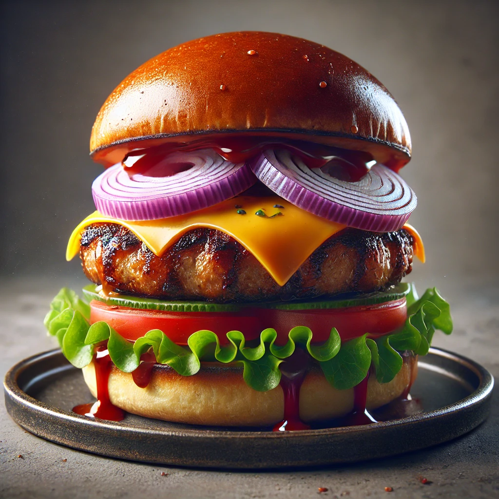 Füstös és szaftos sertéshúsos hamburger házilag