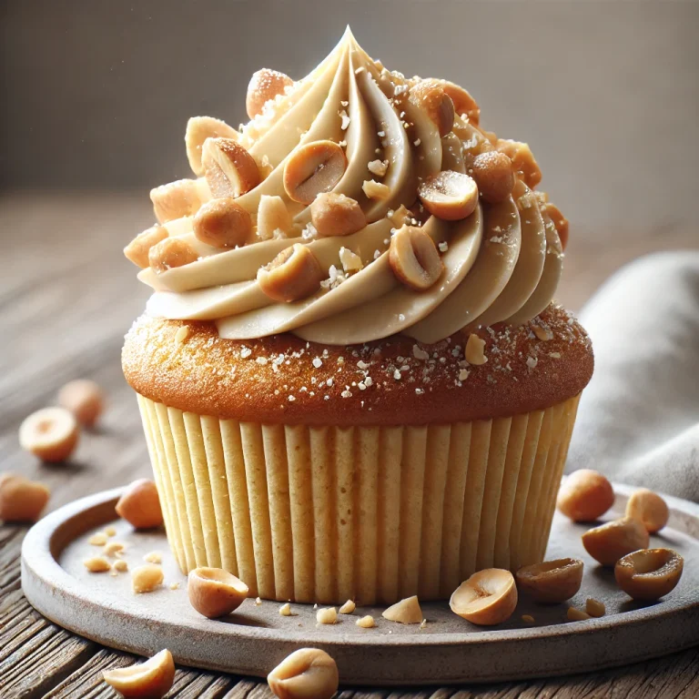 Sós mogyorós cupcake tálalva