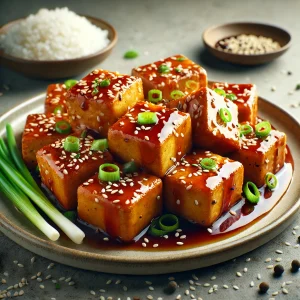 Ropogós sült tofu finom teriyaki szósszal
