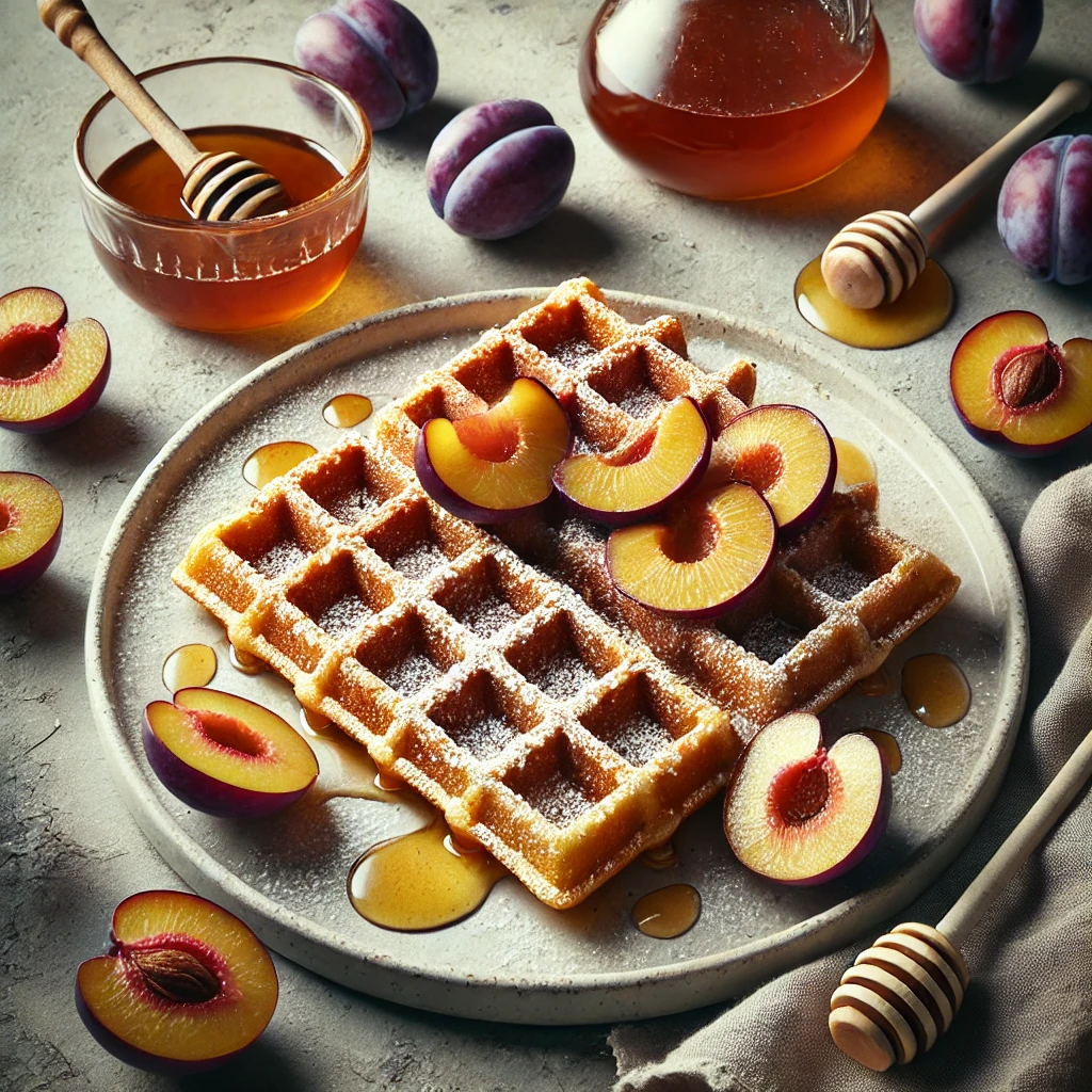Friss és gyümölcsös házi szilvás gofri