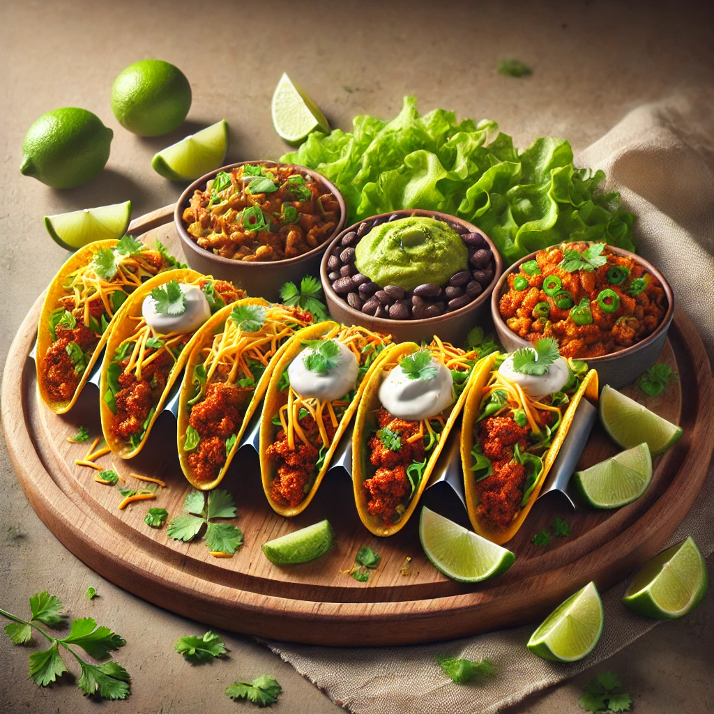 Mini taco válogatás marhahússal, csirkével és babbal
