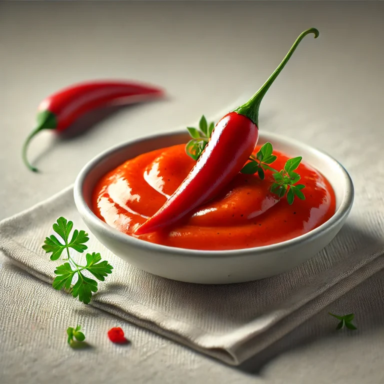 Tárkonyos gyümölcsös chili mártás tálalva