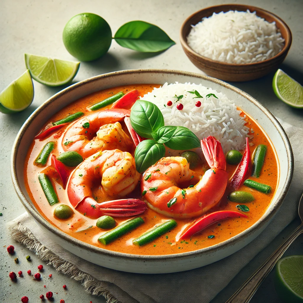 Egzotikus és csípős thai curry friss garnélával