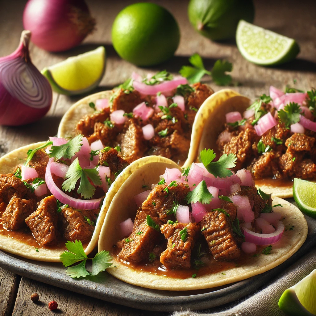 Autentikus mexikói Tripas Taco lassan főtt pacallal és friss zöldségekkel