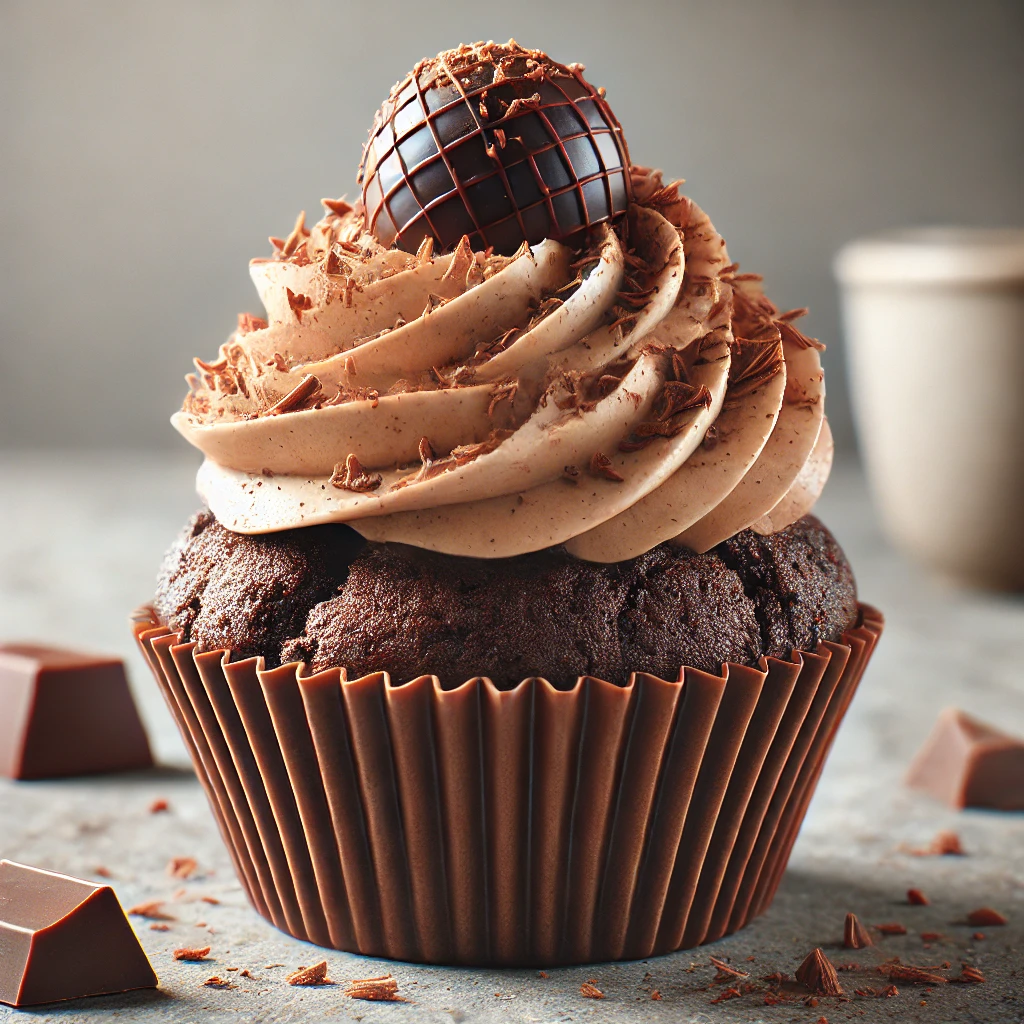 Gazdag csokoládéízű trüffeles kávés cupcake lágy habbal
