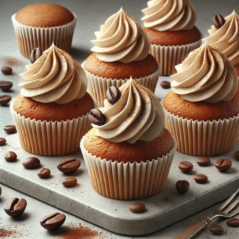 Vaníliás-kávés cupcake tálalva