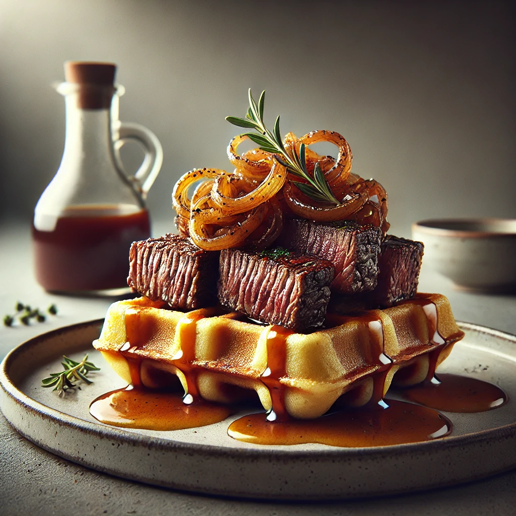 Ínycsiklandó gofri szaftos Wagyu marhahússal