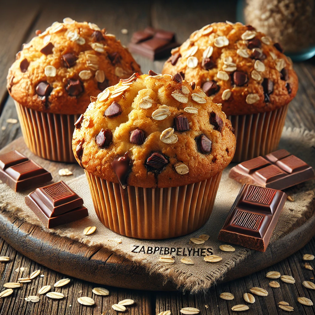 Puha és ízletes muffin zabpehellyel és csokoládéval