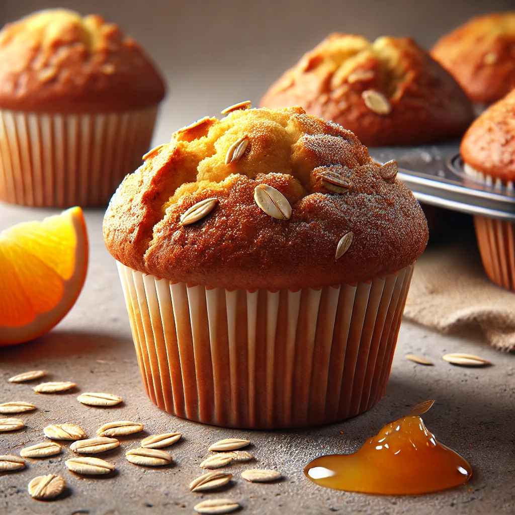 Puha és omlós muffin zabpehellyel és narancsos ízesítéssel, tökéletes desszert