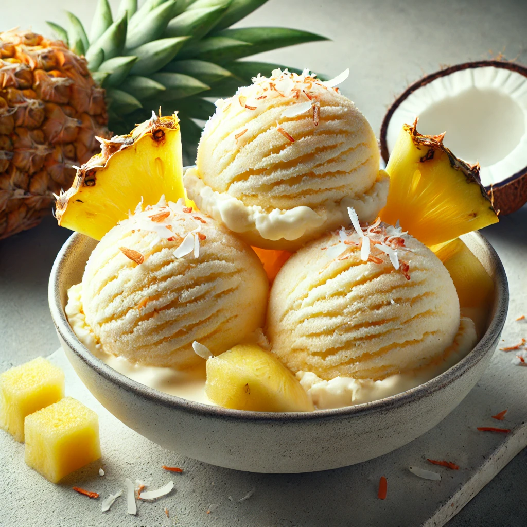 Krémes és frissítő alkoholmentes pina colada fagylalt, tökéletes nyári desszert