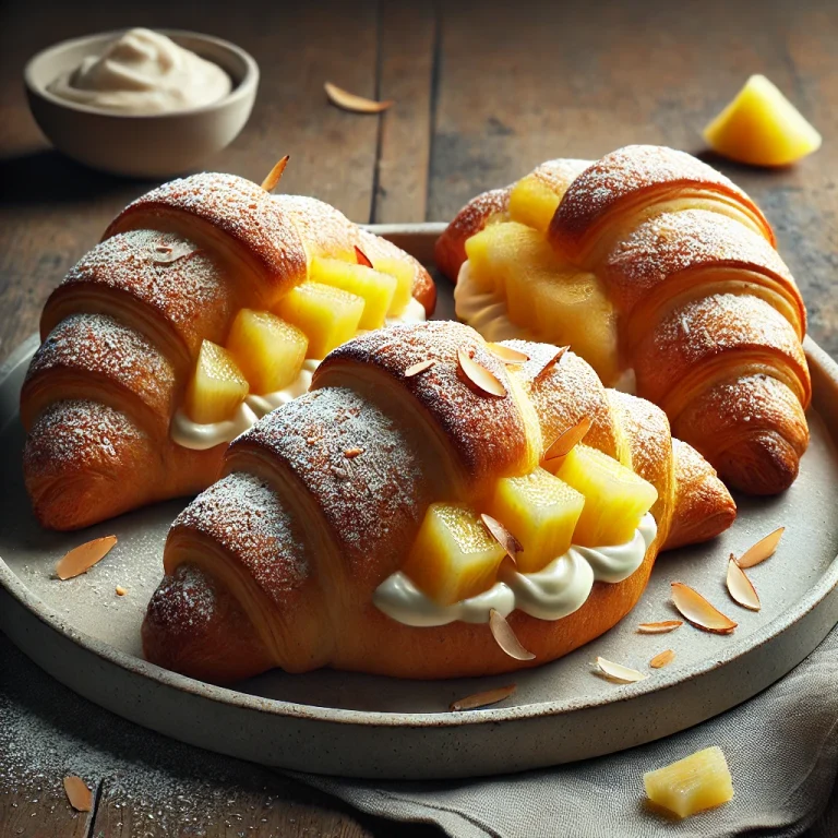 Ananászos croissant tálalva
