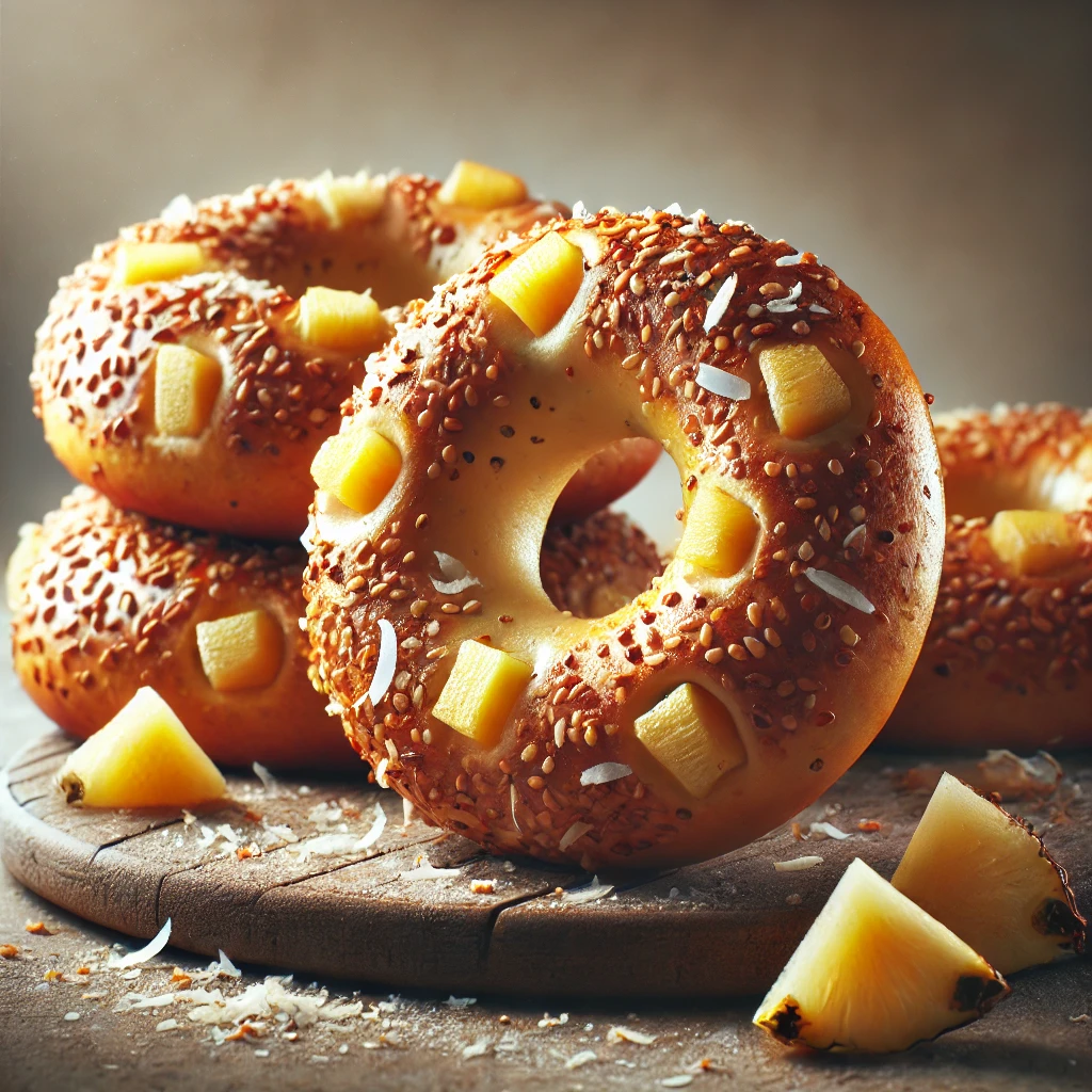 Egyedi bagel ananásszal és kókusszal