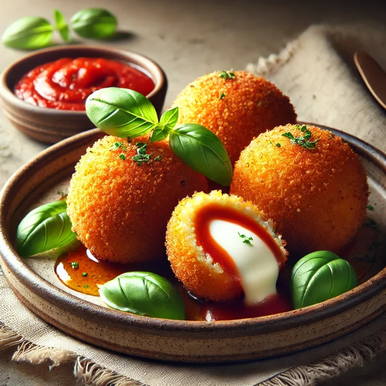 Arancini tálalva paradicsomszósszal