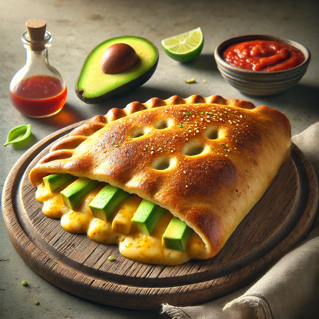 Friss avokádóval és sajttal töltött, ropogós calzone