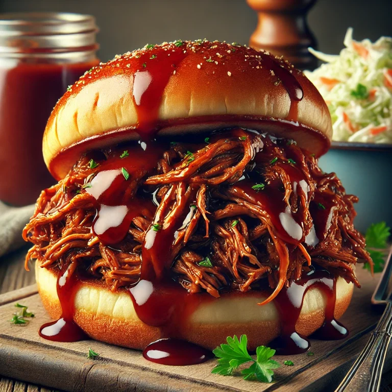 BBQ pulled beef tálalva