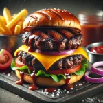 BBQ steakburger tálalva