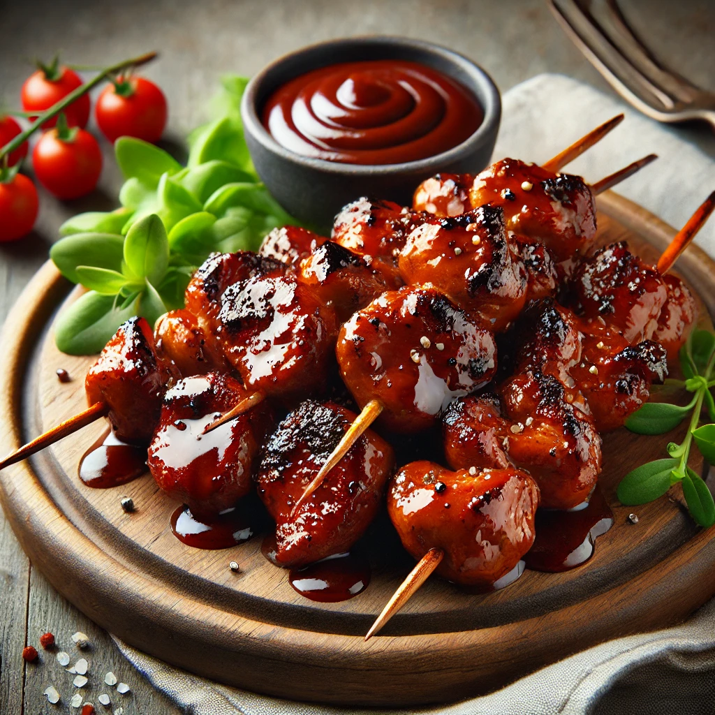 Szaftos és füstös grillezett csirkeszív BBQ mázzal