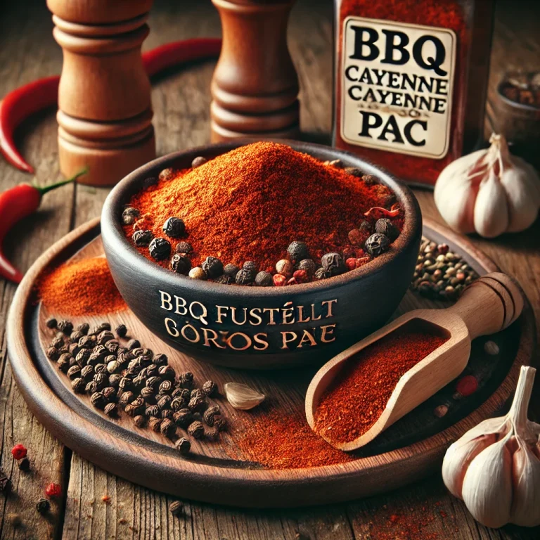 BBQ füstölt cayenne borsos pác keverék egy tálban